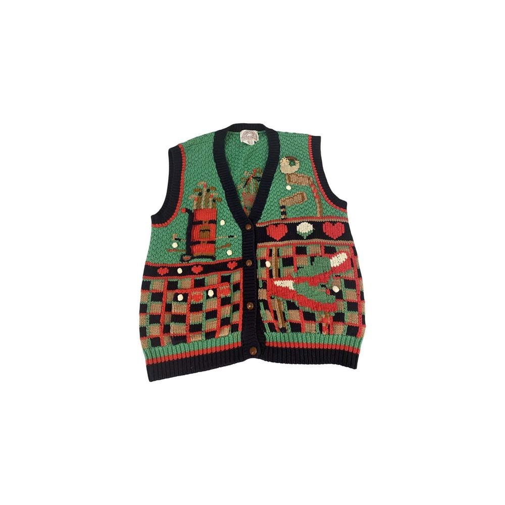 Tradional trading Womens Vintage Christmas‎ Sweater  Size Large golf theme